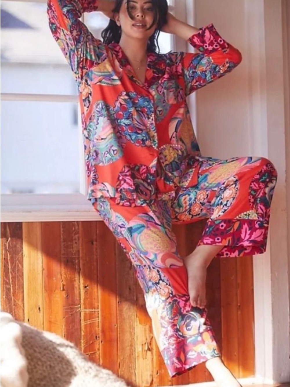 Anthropologie Alexandra Farmer Secret Garden Pajama Pants - size large - NWOT
